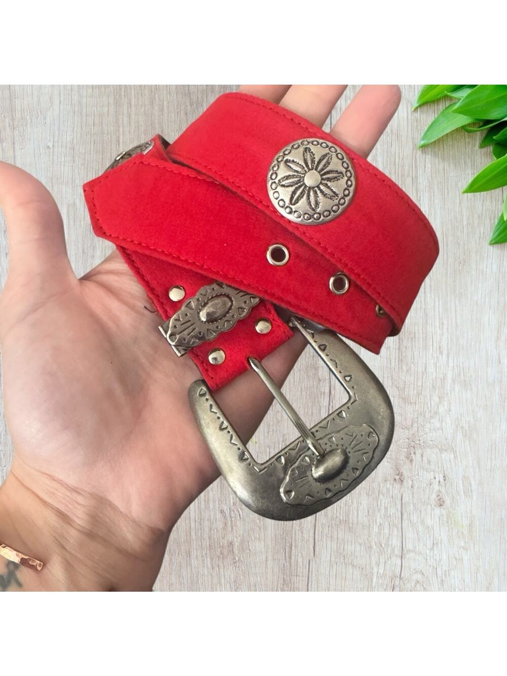 Vintage style western concha belt, size small